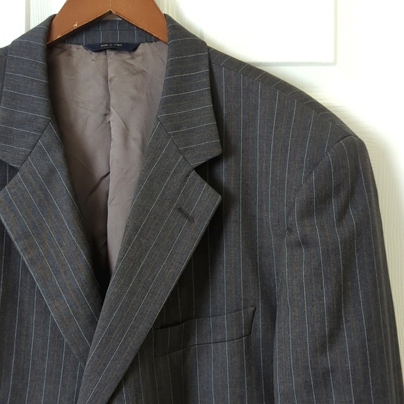Brooks Brothers Preppy Classic Fit Pinstriped Wool Blazer Jacket Dark Gray 46/41 - Picture 3 of 16